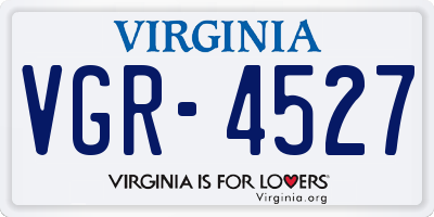 VA license plate VGR4527