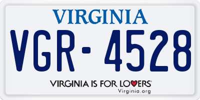 VA license plate VGR4528