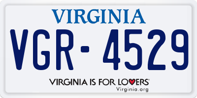 VA license plate VGR4529
