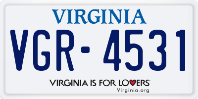 VA license plate VGR4531