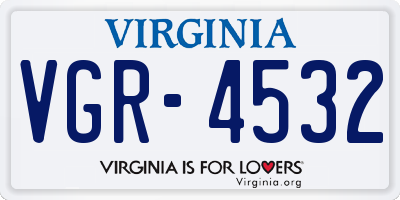 VA license plate VGR4532