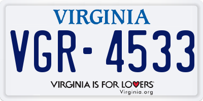 VA license plate VGR4533