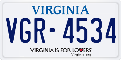 VA license plate VGR4534
