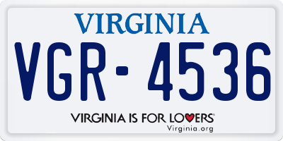 VA license plate VGR4536