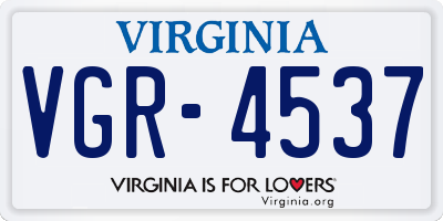 VA license plate VGR4537
