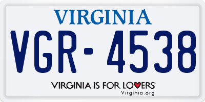 VA license plate VGR4538