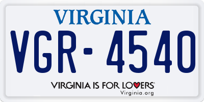 VA license plate VGR4540