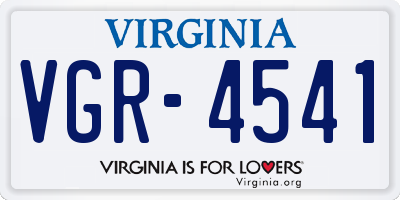 VA license plate VGR4541