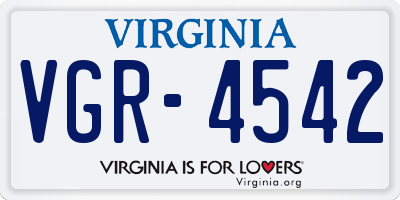 VA license plate VGR4542