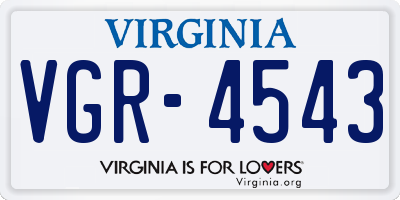 VA license plate VGR4543
