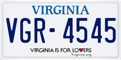 VA license plate VGR4545