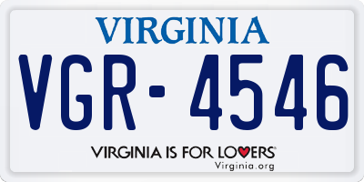 VA license plate VGR4546