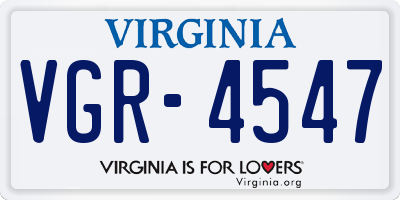 VA license plate VGR4547
