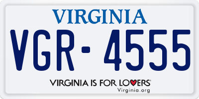 VA license plate VGR4555