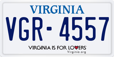 VA license plate VGR4557