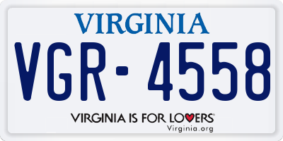 VA license plate VGR4558