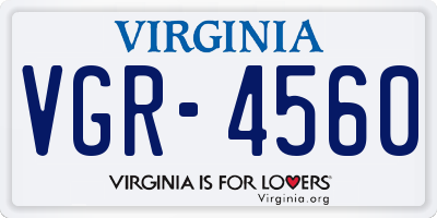 VA license plate VGR4560