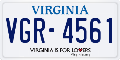 VA license plate VGR4561