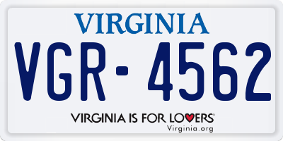 VA license plate VGR4562