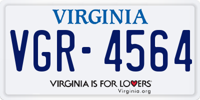 VA license plate VGR4564