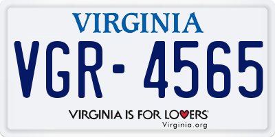 VA license plate VGR4565
