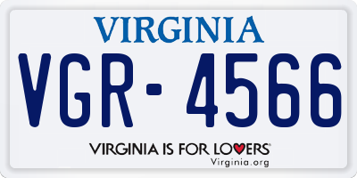 VA license plate VGR4566