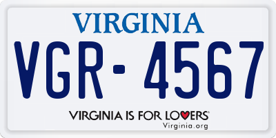 VA license plate VGR4567