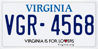 VA license plate VGR4568