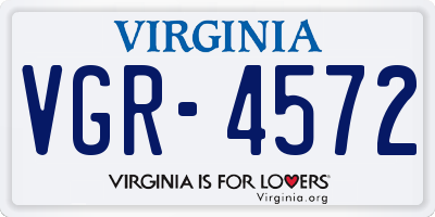 VA license plate VGR4572