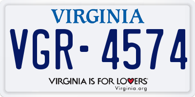 VA license plate VGR4574