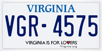 VA license plate VGR4575