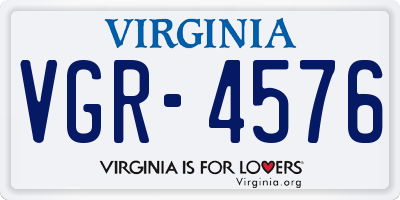 VA license plate VGR4576