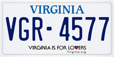 VA license plate VGR4577