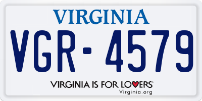 VA license plate VGR4579
