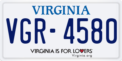VA license plate VGR4580