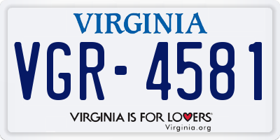 VA license plate VGR4581