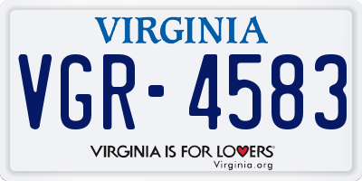 VA license plate VGR4583