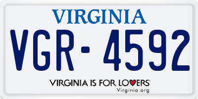 VA license plate VGR4592