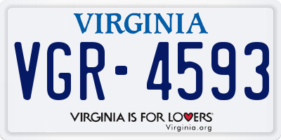VA license plate VGR4593