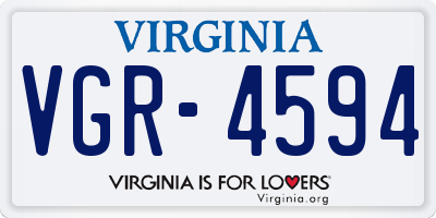 VA license plate VGR4594