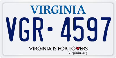 VA license plate VGR4597