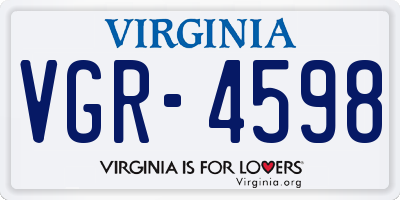 VA license plate VGR4598