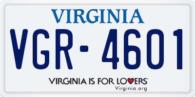 VA license plate VGR4601