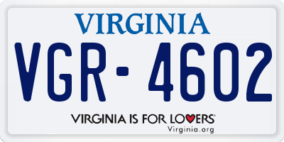 VA license plate VGR4602