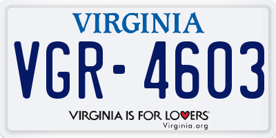 VA license plate VGR4603