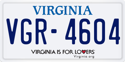 VA license plate VGR4604
