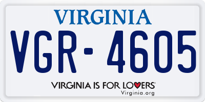 VA license plate VGR4605