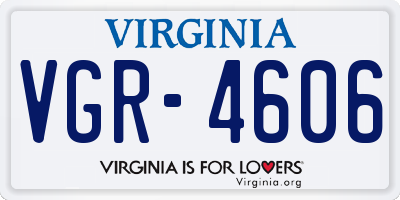 VA license plate VGR4606