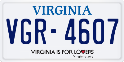 VA license plate VGR4607