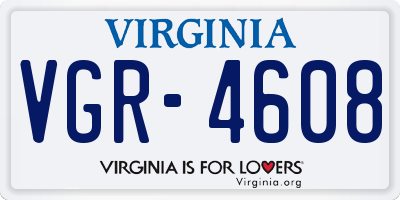 VA license plate VGR4608